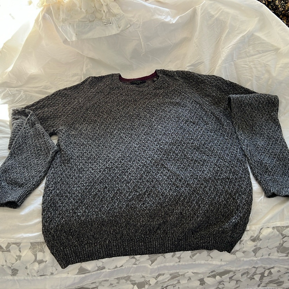 Ted Baker London Mens Gray Knit Crewneck Sweater Size 4 Wool Blend
